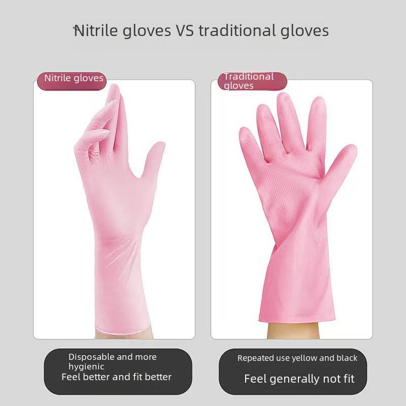 Durable Nitrile Dishwashing Gloves for Women - Food Grade, Thickened, Ideal for Kitchen & Housework Cleaning