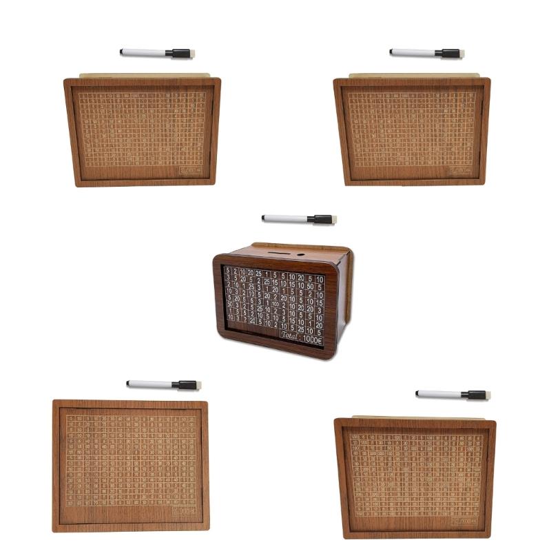 Saving Money Goal Counter Money Savings Targets and Number Wooden Money Box