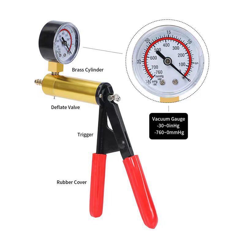 2 в 1 ручной вакуумный насос для слива тормозной жидкости, комплект для проверки вакуумного пистолета, портативный прочный вакуумный манометр