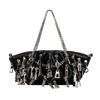 Punk Pleated Dumplings Underarm Bag Multi-zipper Head Decorative Ladies Shoulder Bag Babes Tote