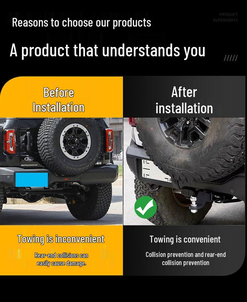 Совместимо с буксировочными крюками для Ford Bronco RV, буксировочными крюками «Голова тигра с квадратной пастью» и фаркопами.