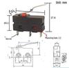 KW12 Micro Tripod Lever Switch, 5A/250V, KW11-3Z, Travel Limit Contact Button.