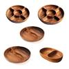Round Divided Servings Tray Wood Nut Holder Serving Dishes Dried Fruit Tray Appetizers Tray Dish Platters Easy To Clean
