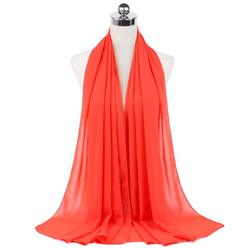 Muslim Chiffon Hijab Scarf Women Long Solid Color Head Wrap For Women Hijabs Scarves Ladies Muslim Veil Jersey Hijabs 180*70cm
