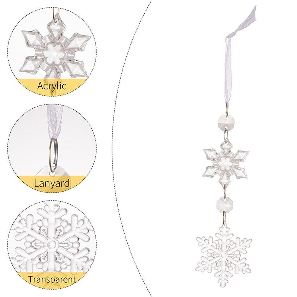4pcs Transparent Christmas Snowflake Icicle Pendants New Year Gift Decoration
