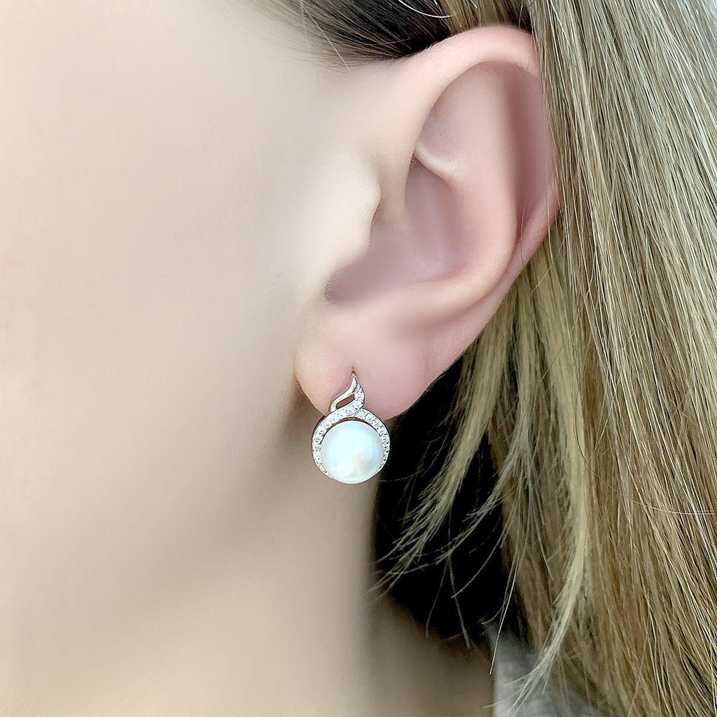 Silver Earrings with Natural Pearls (2079064)