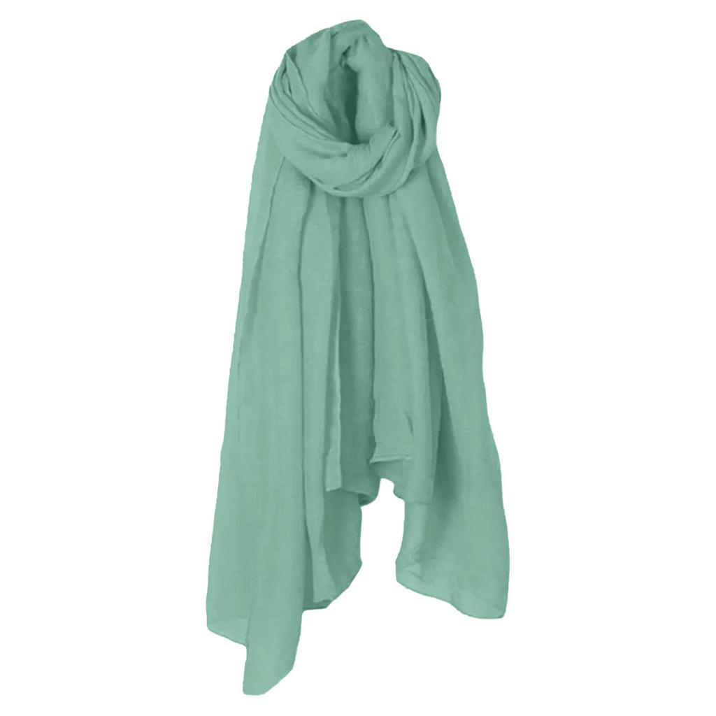 Cotton And Linen Scarf, Women's Spring And Summer, New Ethnic , Solid Color Shawl, Candy Color, Pleated  Scarf, Hijab Silk Scarf