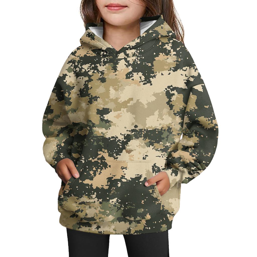 Girls' Hooded Tie- Sweatshirt - Pullover Print Top