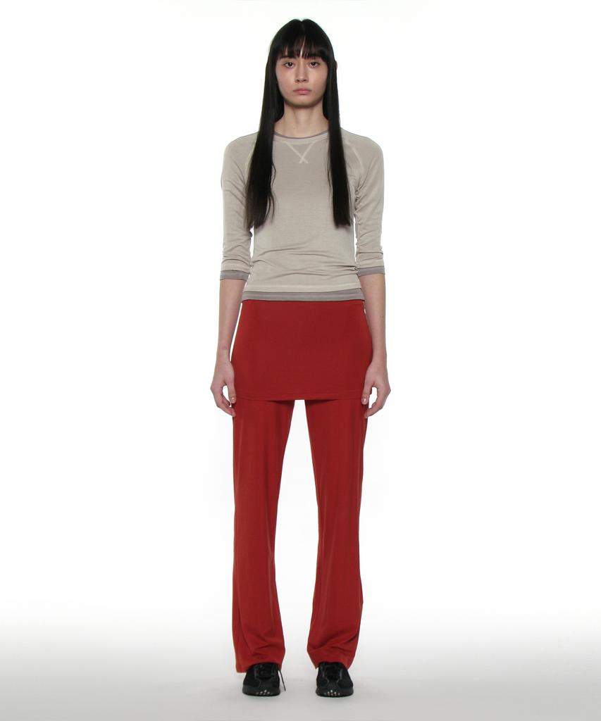PARTIMENTO WOMEN Pwc Sheer Raglan Three-Quarter Sleeve Tee_Ecru