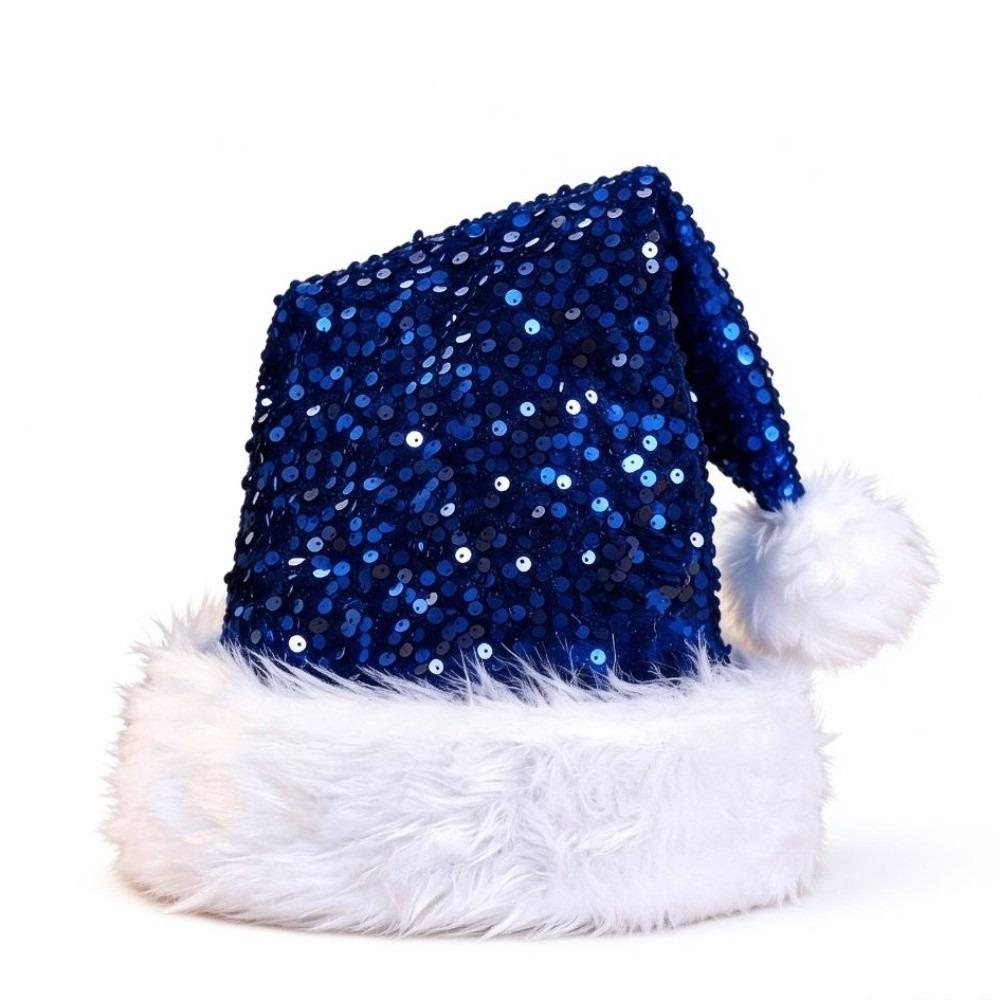 Double Layer Sequin Christmas Hat Sparkling Sequins Soft Festive Hat Warm Monochromatic Sequin Santa Cap Holiday Celebrations