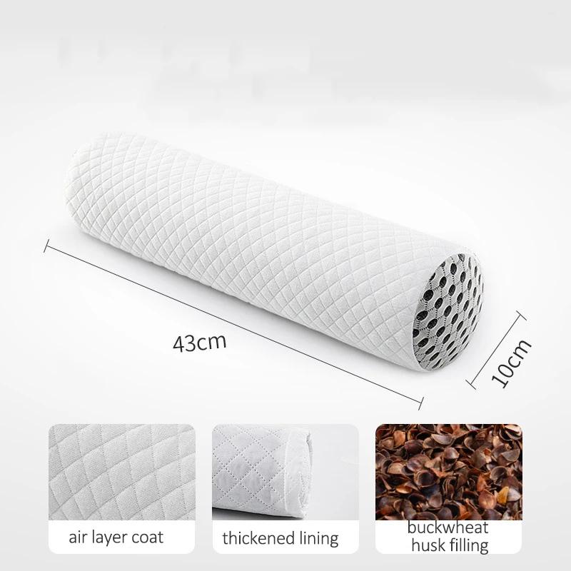 Подушка с круглой горловиной из гречневой лузги, поддерживающая шею, подушка для шеи, наполнитель из гречневой лузги, поддерживающая шею для прохладного сна, 43x10 см