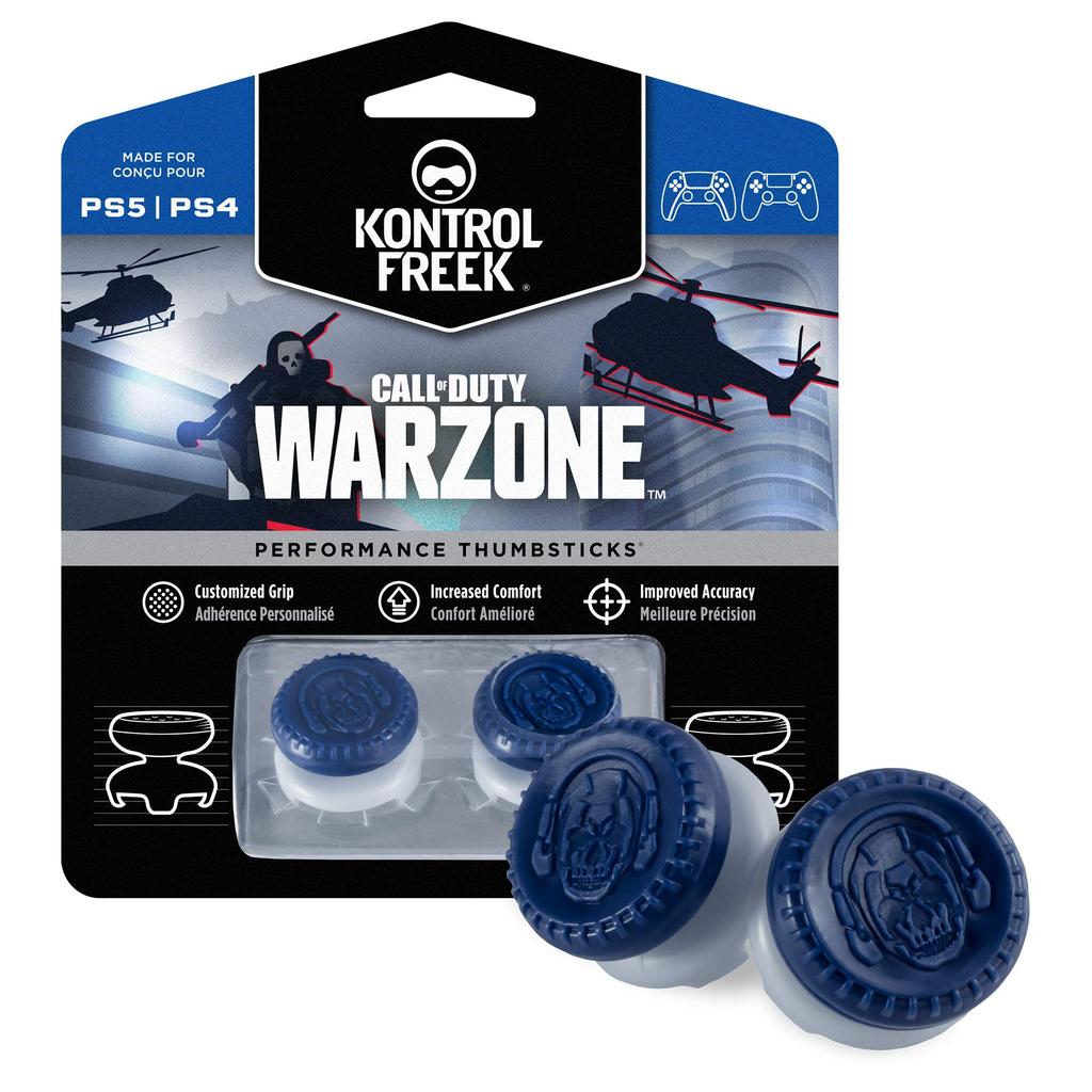 KontrolFreek Call of Warzone Performance Thumbsticks for PlayStation 4 and PlayStation 5 2 Duty (PS4) (PS5) High-Rise, Hybrid Blue/Gray