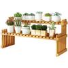 Table Top Bamboo Plant Stand Desktop Flower Shelf Rack for Indoor Outdoor Home Patio Lawn Garden