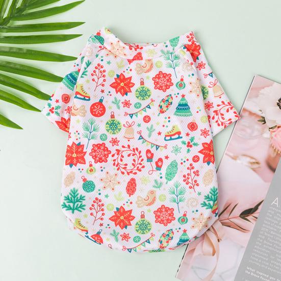 Футболка для домашних животных, моющийся принт, прочный мягкий наряд, свитер для собаки с рождественскими элементами