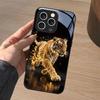 Закаленное стекло для телефона 'Бегущий Лев' подходит для iPhone 17 16 15 14 13 12 11 Pro/Max/Plus противоударная задняя крышка