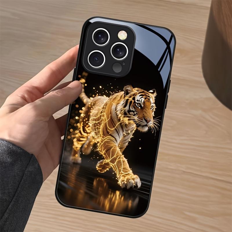 Закаленное стекло для телефона 'Бегущий Лев' подходит для iPhone 17 16 15 14 13 12 11 Pro/Max/Plus противоударная задняя крышка