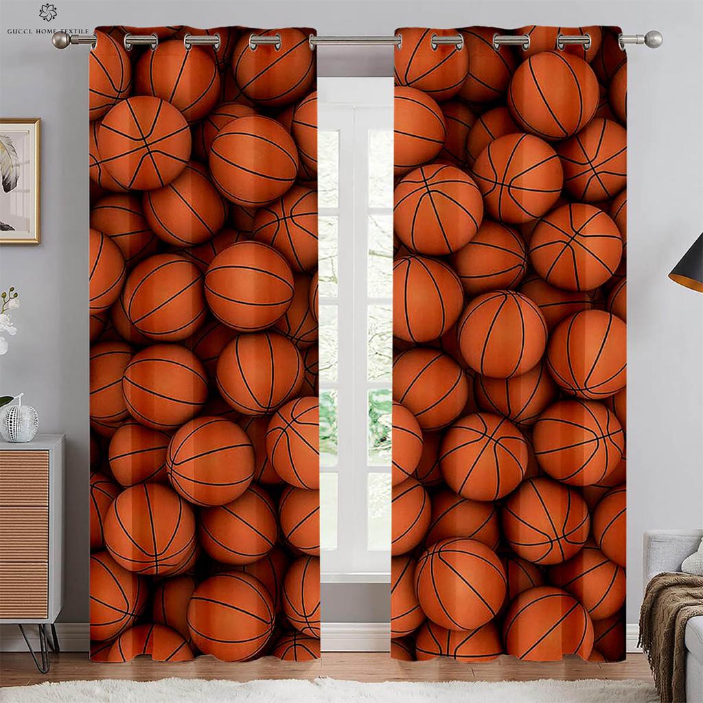 2 шт. Пламя Баскетбол 3D Печатные Шторы Машинная стирка Спальня Гостиная Кухня Клуб Декоративные Шторы