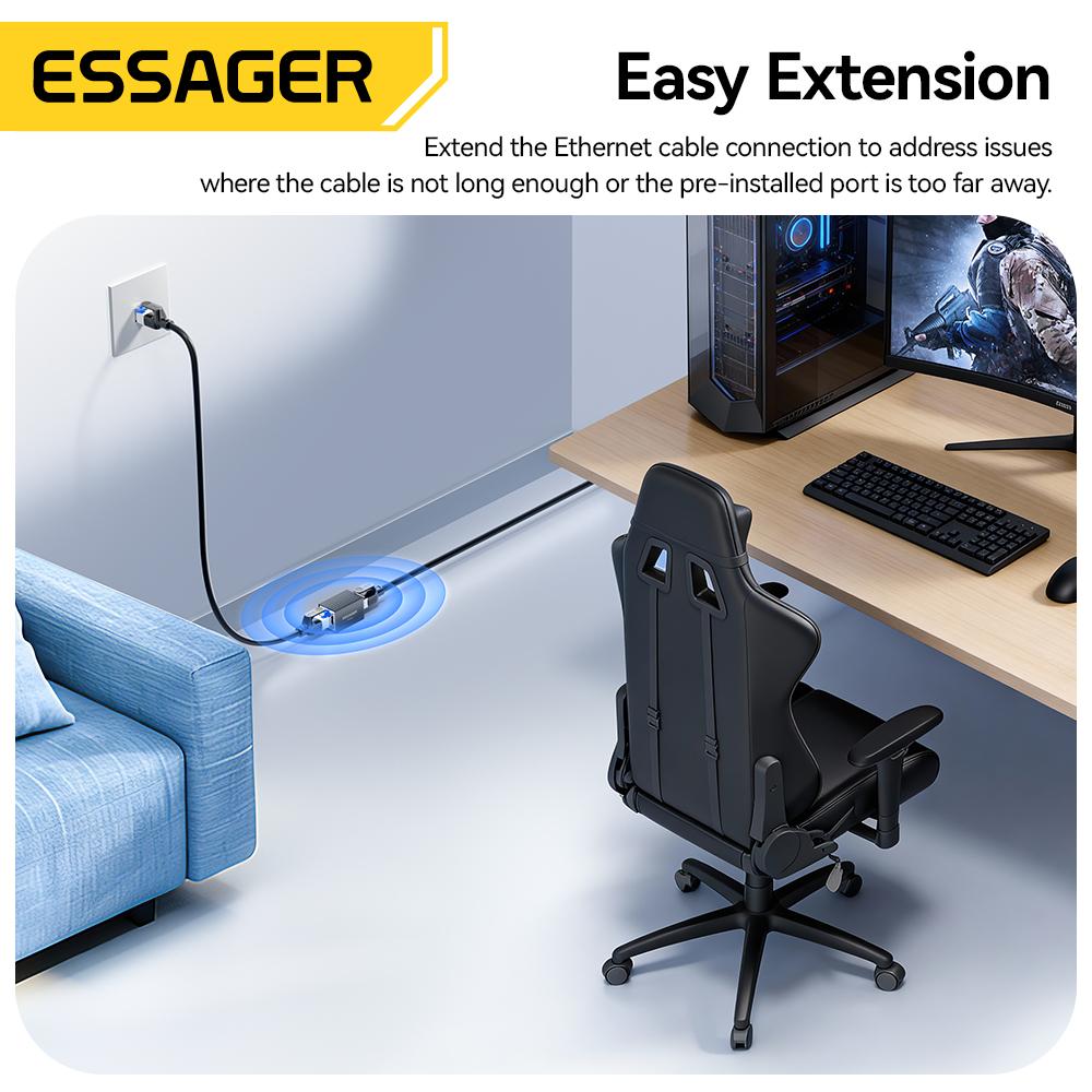 Essager 10 Гбит/с RJ45 Разъем Мама-Мама Гигабитный Сетевой Удлинитель-Расширитель для Кабеля Ethernet Cat8 Cat7 Cat6 Адаптер