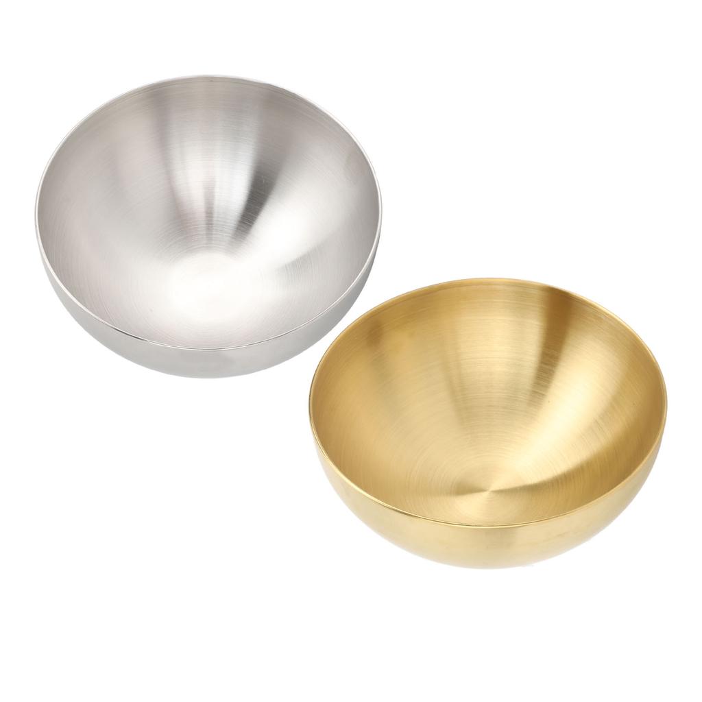 2pcs Stainless Steel Salad Bowl Double Walled Insulation Mixing Bowls Portable Round Bowl for Pasta