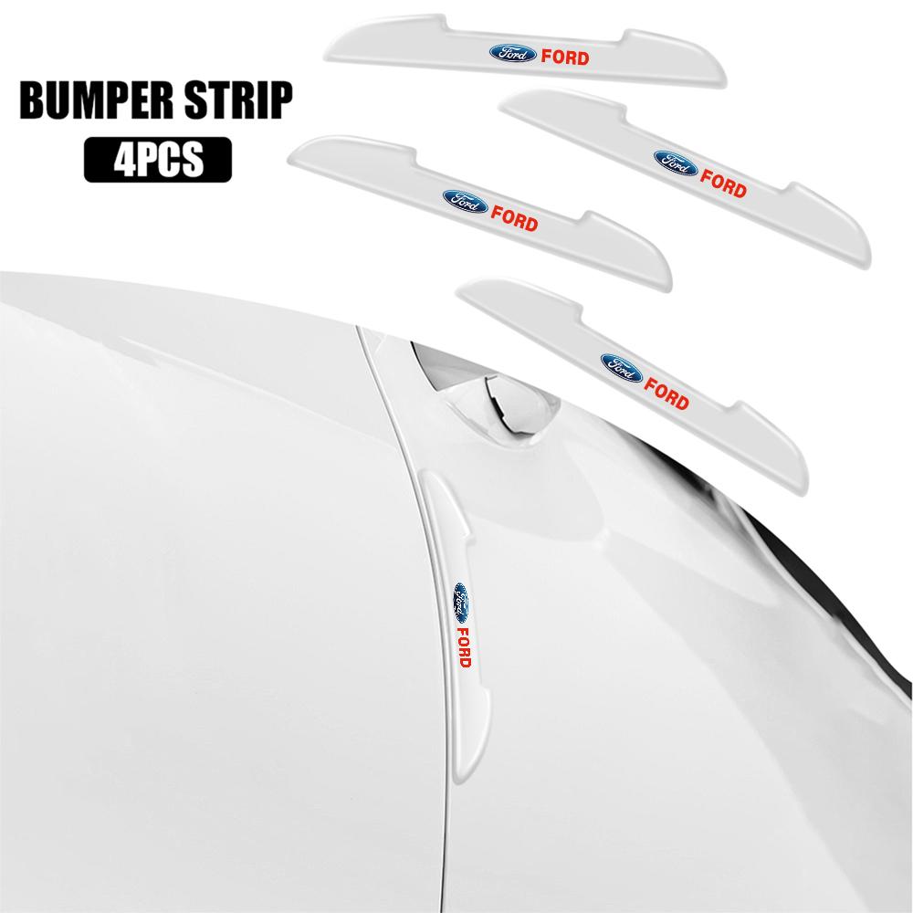 4pcs For Ford Focus Mustang Mk3 Ranger Mondeo Mk4 Transparent Car Logo Door Anti-Collision Strip Bumper Guard Protector Sticker QY2