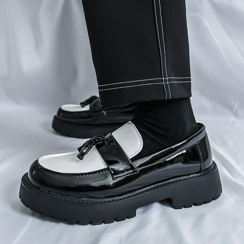 Spring Brand New Men Thick Soled Flowing Su Loafers Shoe Fashionable British Style Men Comfortable Business Dress Leather Shoes