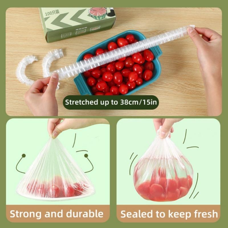 100/200/300Pcs Disposable Food Cover Wrap Bowel Cover Food Grade Fresh-keeping Plastic Bag Reusable Kitchen Storage Accessories