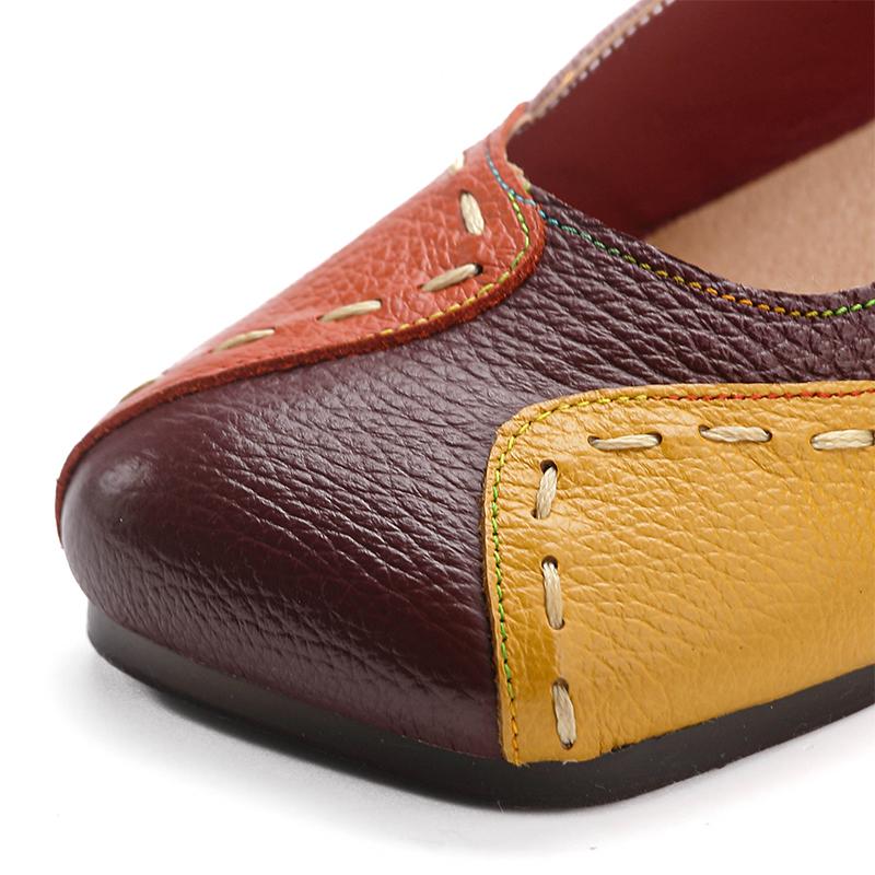 2024 Spring Autumn Women Flats Calf Leather Shoes Slip On Ballet Flats Ladies Patches Shallow Shoes Mom Moccasins Loafers Shoe