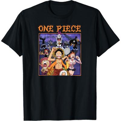Футболка с логотипом аниме One Piece, бегущий в страхе, в стиле хэви-метал