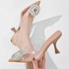 TRAF Прозрачные туфли на высоком каблуке женские туфли-лодочки со стразами на каблуке прозрачные каблуки сандалии женские летние свадебные туфли для невесты туфли-лодочки с ремешком