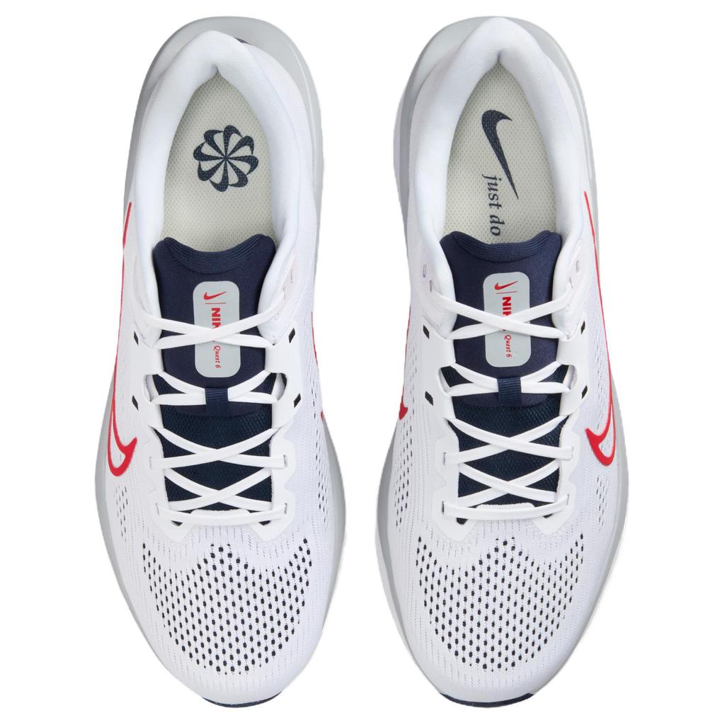 Nike Quest 6 White Obsidian Wolf Grey University Red Sneakers FD6033-107