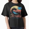 Summer Women Casual Shirts Short Sleeves Visit Arrakis Vintage Distressed Surf Black Cotton Tees Oversized T-shirts