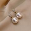 1 Pair Faux Pearls Stud Earrings Vintage French Rhinestone Inlay Luxury Elegant Nonallergic Women Girls Dangle Earrings Fashion Jewelry Accessories