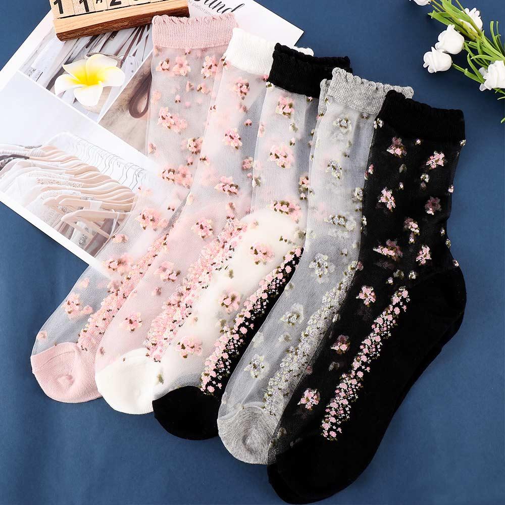 Summer Transparent Glass Silk Bow Boat Socks Thin Ankle Socks Socks Short Sock Crystal Sock