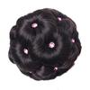 9 Flowers Faux Crystal Synthetic Bun Elastic Bridal Hair Extension Donut Chignon