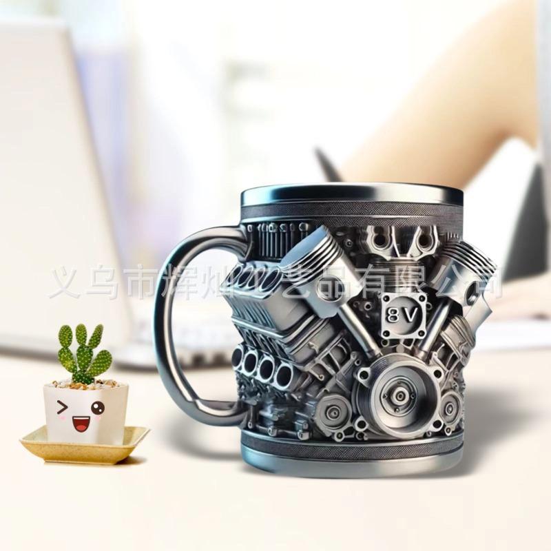 Кружка из смолы с блоком двигателя V8/V6, высококачественная механическая арт-кружка, подарок для автолюбителя