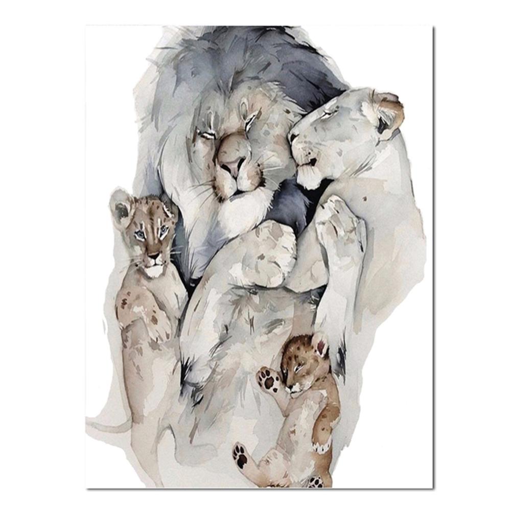 Африканский лев, семейный эскиз, настенные художественные постеры и принты, холст, картины с животными на стене, изображения льва, домашний декор