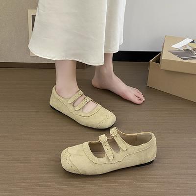 Ретро коричневые туфли Мэри Джейн с квадратным носком, балетки, женские, осень 2025, новая корейская версия французских туфель-лодочек