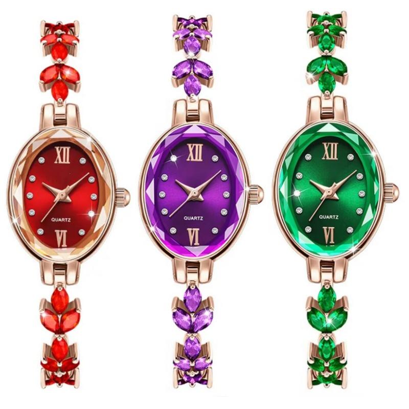 Женские часы со стразами, водонепроницаемые овальные женские кварцевые часы, браслет, наручные часы