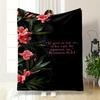 Floral Design with Romans 8:31 Verse Patterned flannel blanket perfect for the bedroom living room, sofa, or a little nap