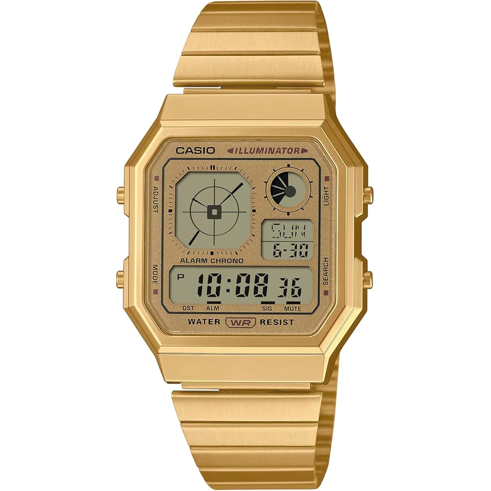 Casio Серия Vintage A130WEG-9A Унисекс Аналогово-цифровые часы Золотой Нержавеющая сталь Водонепроницаемость 50м