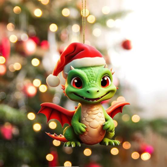 Подвеска Yousheng Christmas Dragon, мультяшный дракон, акриловое подвесное украшение, прочное для праздничного украшения елки