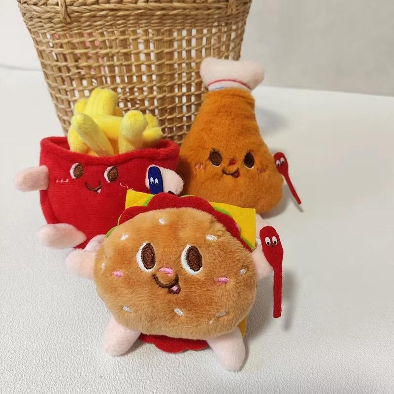 Плюшевый брелок 1 шт., маленькая подвеска в виде гамбургера, картофеля фри, брелок, игрушка, сумка, чехол для мобильного телефона, брелок, подарок на день рождения