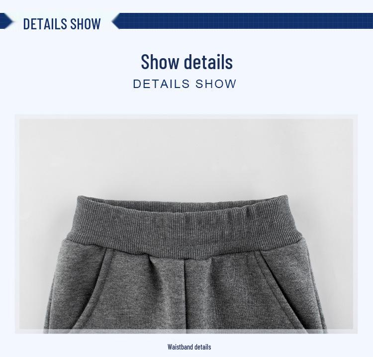 27kids Флисовые брюки для мальчиков в корейском стиле на осень/зиму для занятий спортом - Однотонные повседневные брюки