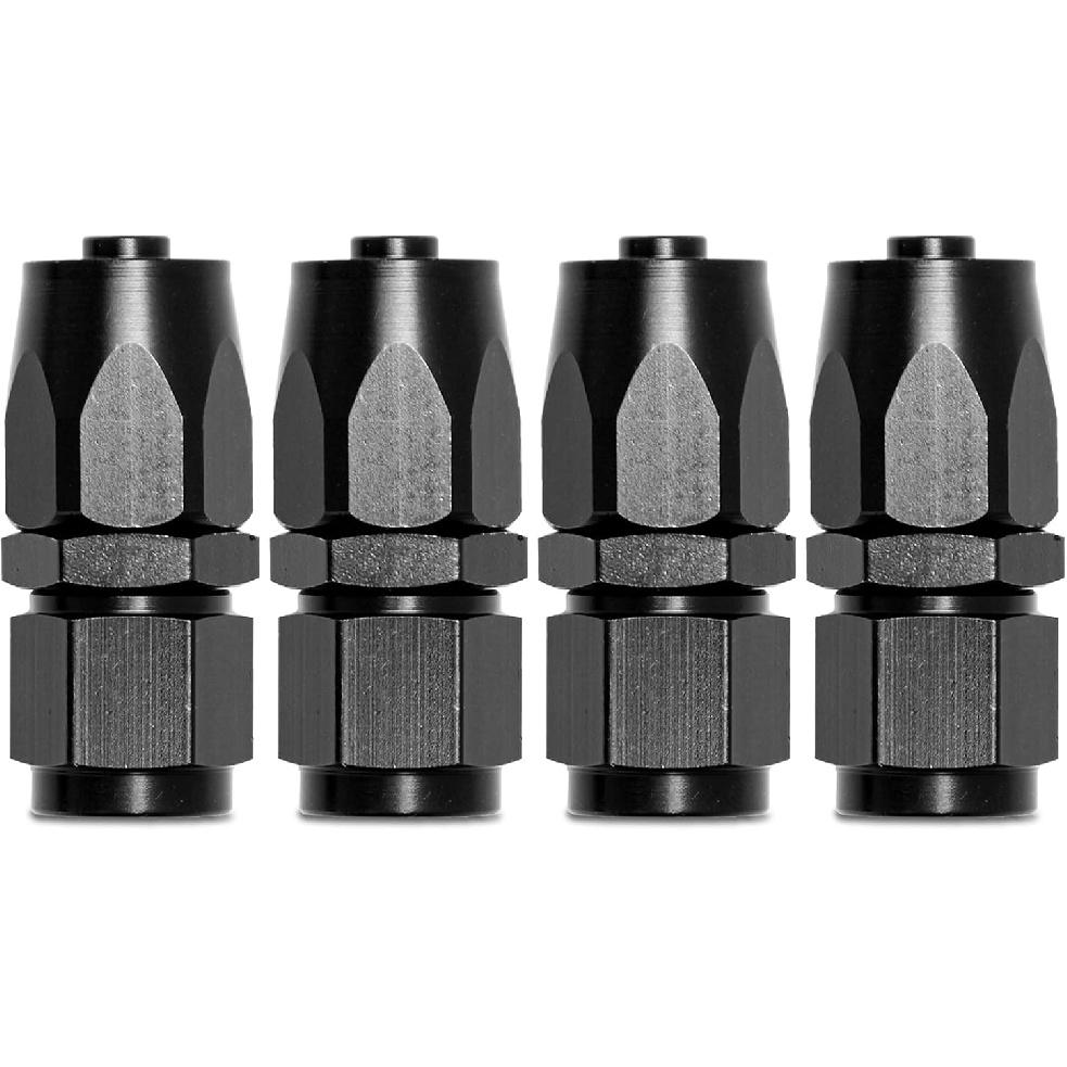 6AN Straight End Fitting 4 Pcs For Braided Fuel Oil Gas Line Hose End 6 AN Fittings Aluminum Black