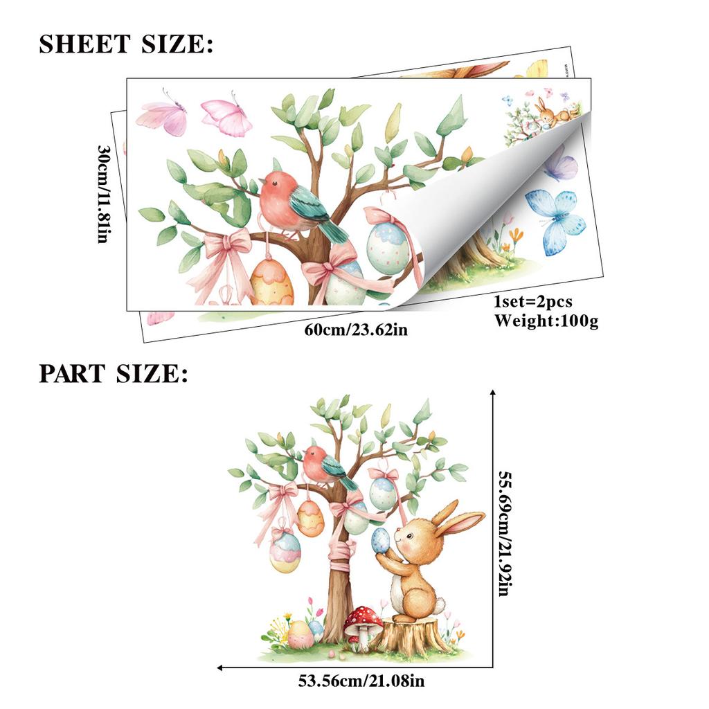 Наклейки на пасхальное яйцо-дерево самоклеящиеся для украшения окна/стены на Пасху, для домашней вечеринки, весенний фестиваль