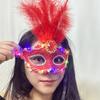 Rhinestone LED Glowing Mask Plastic Venice Masquerade Mask Creative Feather Mask  Halloween