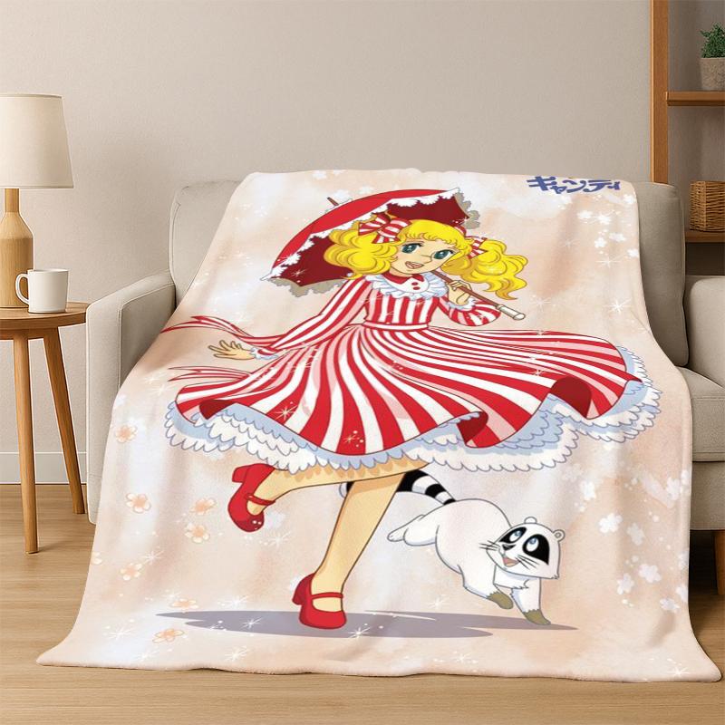 Candy Candy Girl Cartoon Anime Flannel Blanket Soft Warm Blanket Throw Blanket for Bedroom Living Room Bed Travel Picnic Gift