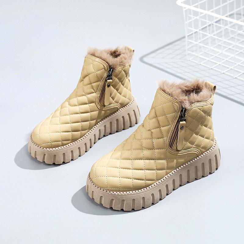 Snow Boots Womens Winter Ankle Boots Ladies Warm Fur Lined Booties Thickening Shoes Zip Flat Sneakers Outdoor Booties