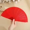 Solid Color Wooden Folding Fan Handheld Cooling Portable Summer Fan Decoration Dance