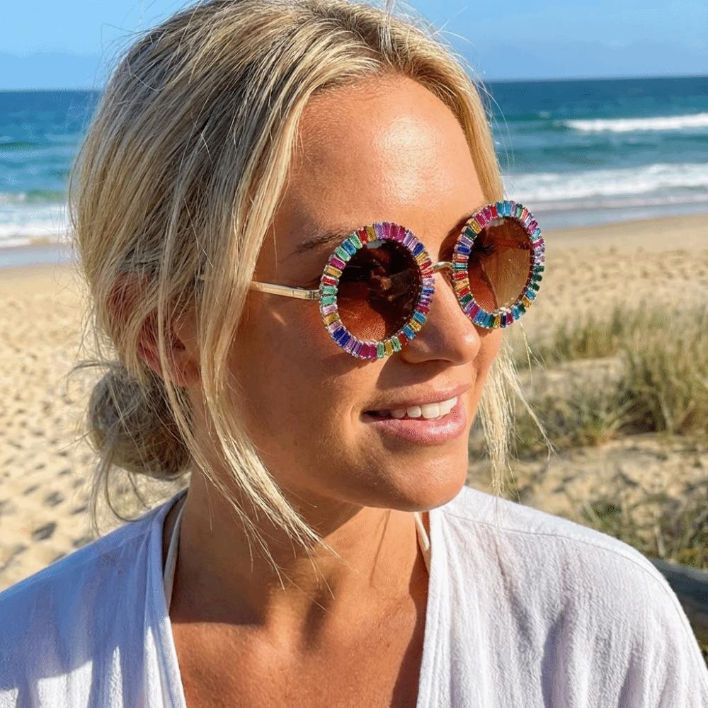 Fashion Rhinestone Sunglasses Steampunk Women Spectacles Convenient Beach Party Sun Glasses  Travel